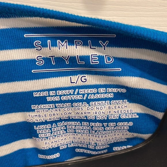 Brand New Blue and White Stripped Shirt still with tag attached, Boatneck Tee - Picture 3 of 4